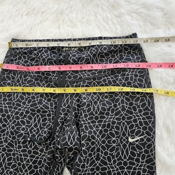 NIKE running cropped leggings size small geometric pattern drawstring tie - Picture 11 of 12